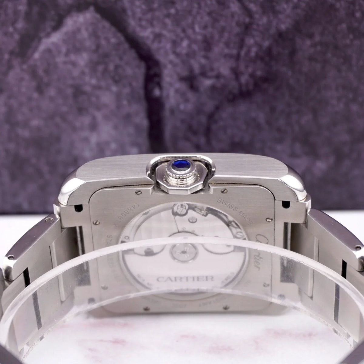 Stainless Anglaise Watch Tank by 37mm Silver Cartier 49mm 3507 Steel Mens Dial