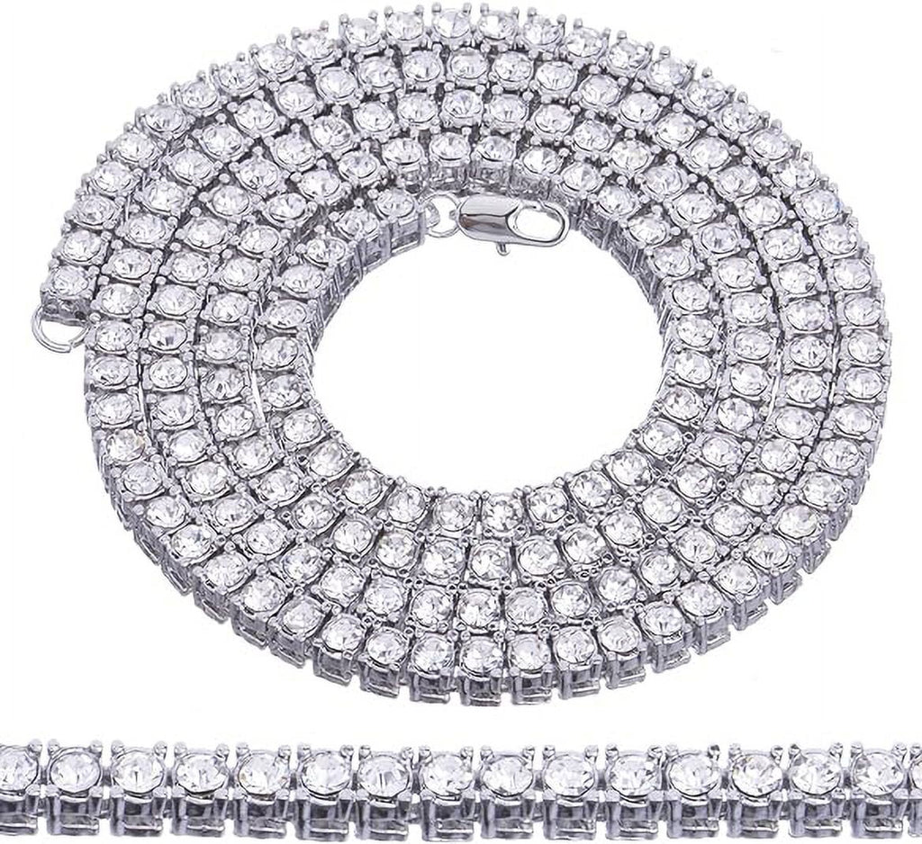 16" and Luxury Double 2 Row Plated 18" Silver Tennis 3 Hip Set Hop pc Bracelet + Chain 8"