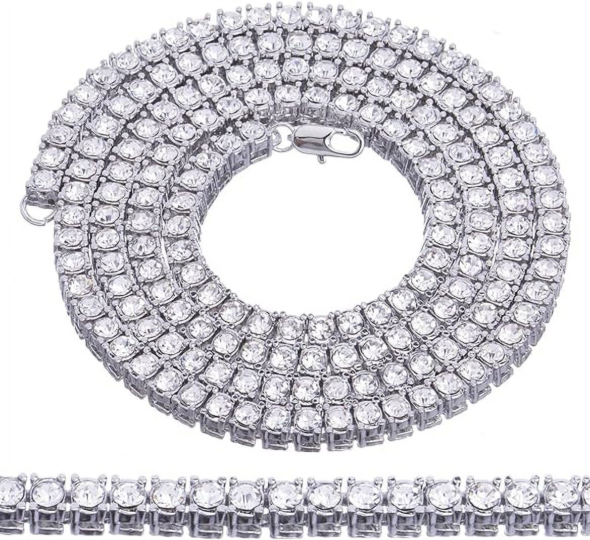 16" and Luxury Double 2 Row Plated 18" Silver Tennis 3 Hip Set Hop pc Bracelet + Chain 8"