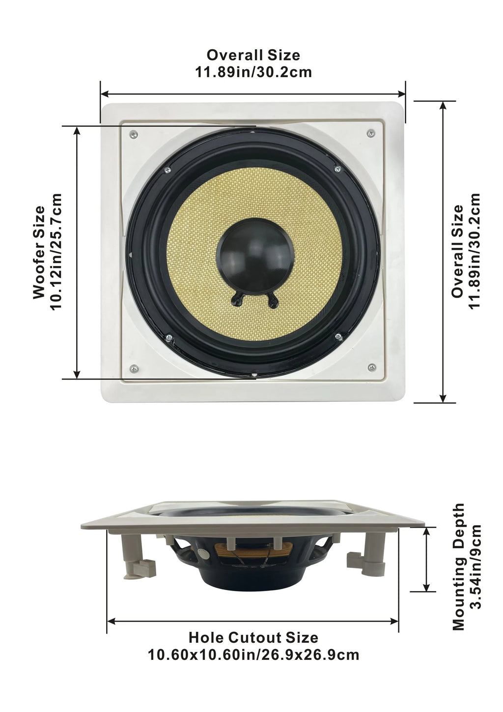 Acoustic Speaker with and Audio Mount 2 -S10 Flush Subwoofers Pack 10" Amps