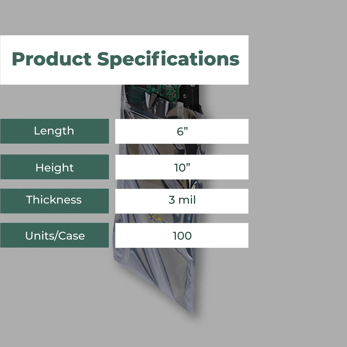 x 10" Bags 6" Protection Transparent Dependable 100/ Mil Metallic Conductive High-Durability 3