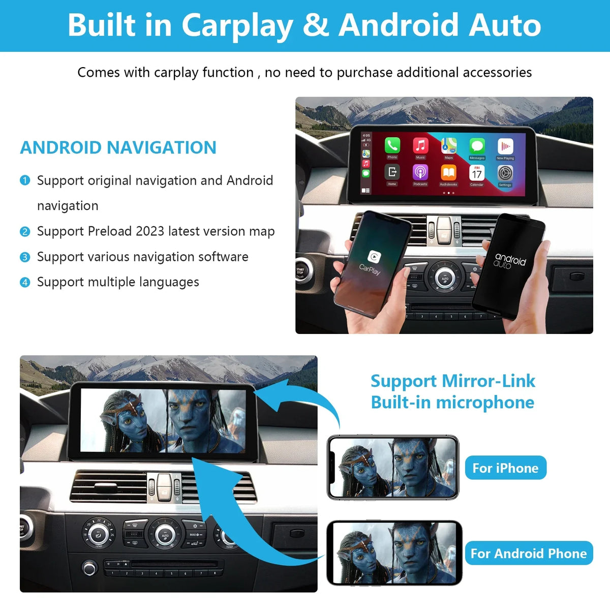 Inch Android Multimedia Radio Car 13 8.8 Touchscreen Supports for Series Top Auto, Radio + Carplay, Apple Car Mirrorlink, , with 2010-2013 Road E60/E61/E90/E91/E92 3/5 256G 8G Android