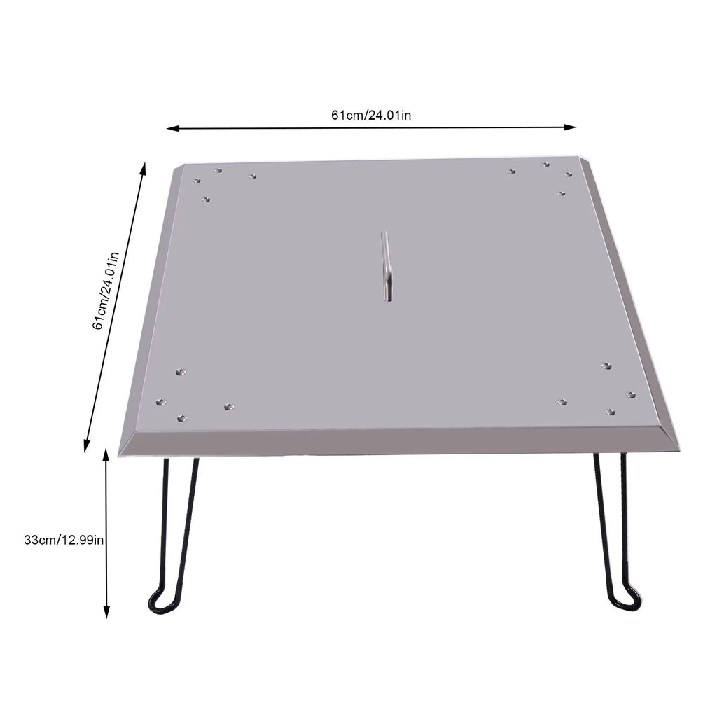 Foldable Miumaeov 24*24in Shield with Deflector Fire Down Pit Heat and to Pit Burner Push Legs Out Steel Heat Fire Stainless Square