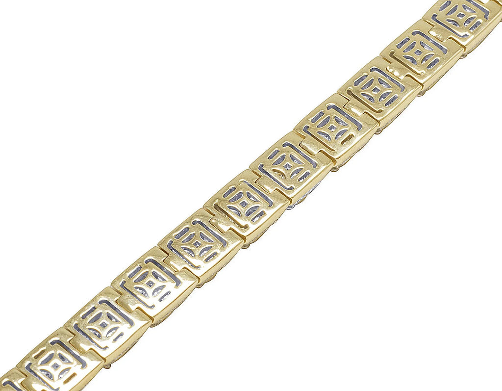 8MM 6.6 Yellow Men's 10K Diamond 8.5" Bracelet Gold Cluster