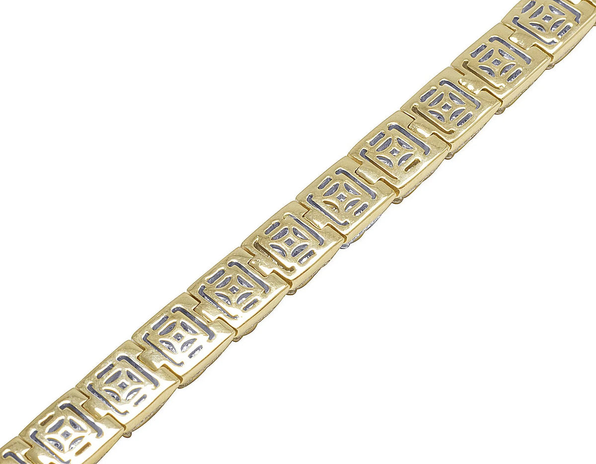 8MM 6.6 Yellow Men's 10K Diamond 8.5" Bracelet Gold Cluster