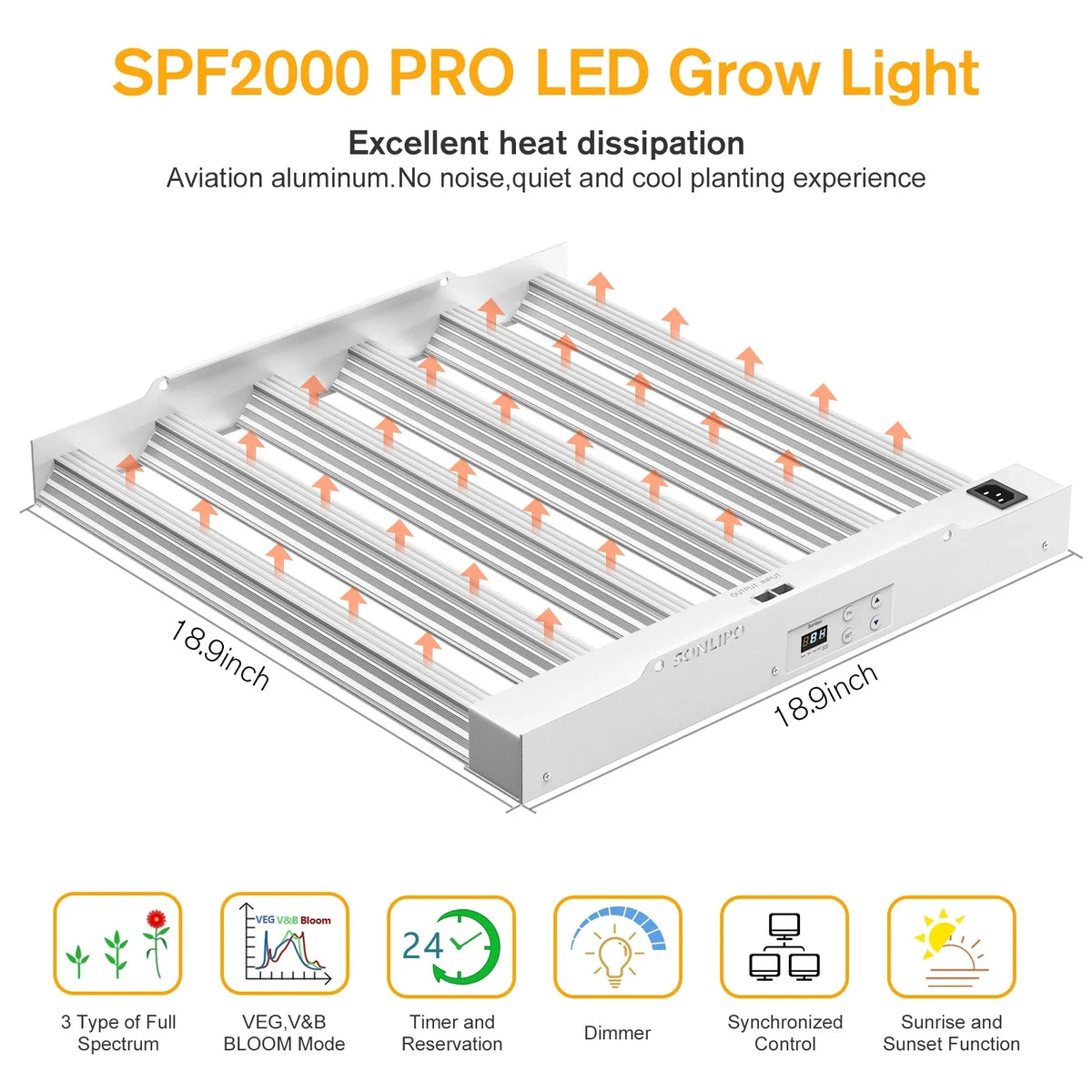 Plant Indoor Light Grow Fixture Dimmer with Growth Seeding, and Spectrum - - Shieldage Full Bloom Plants Grow Timer 3x3ft 200W Lamps for Plant Light & Sunlike Veg Flowering, SPF2000