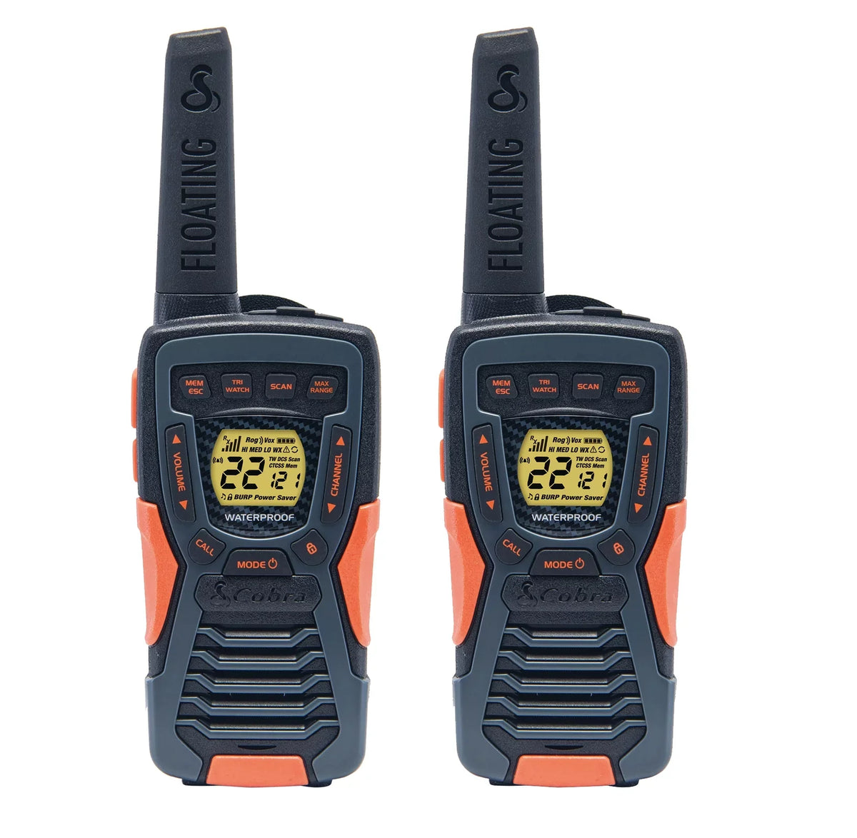 Talkies ACXT1037R- 37-mile (2-Pack) Two-Way Cobra Range Radios Rechargeable Walkie Floating, -