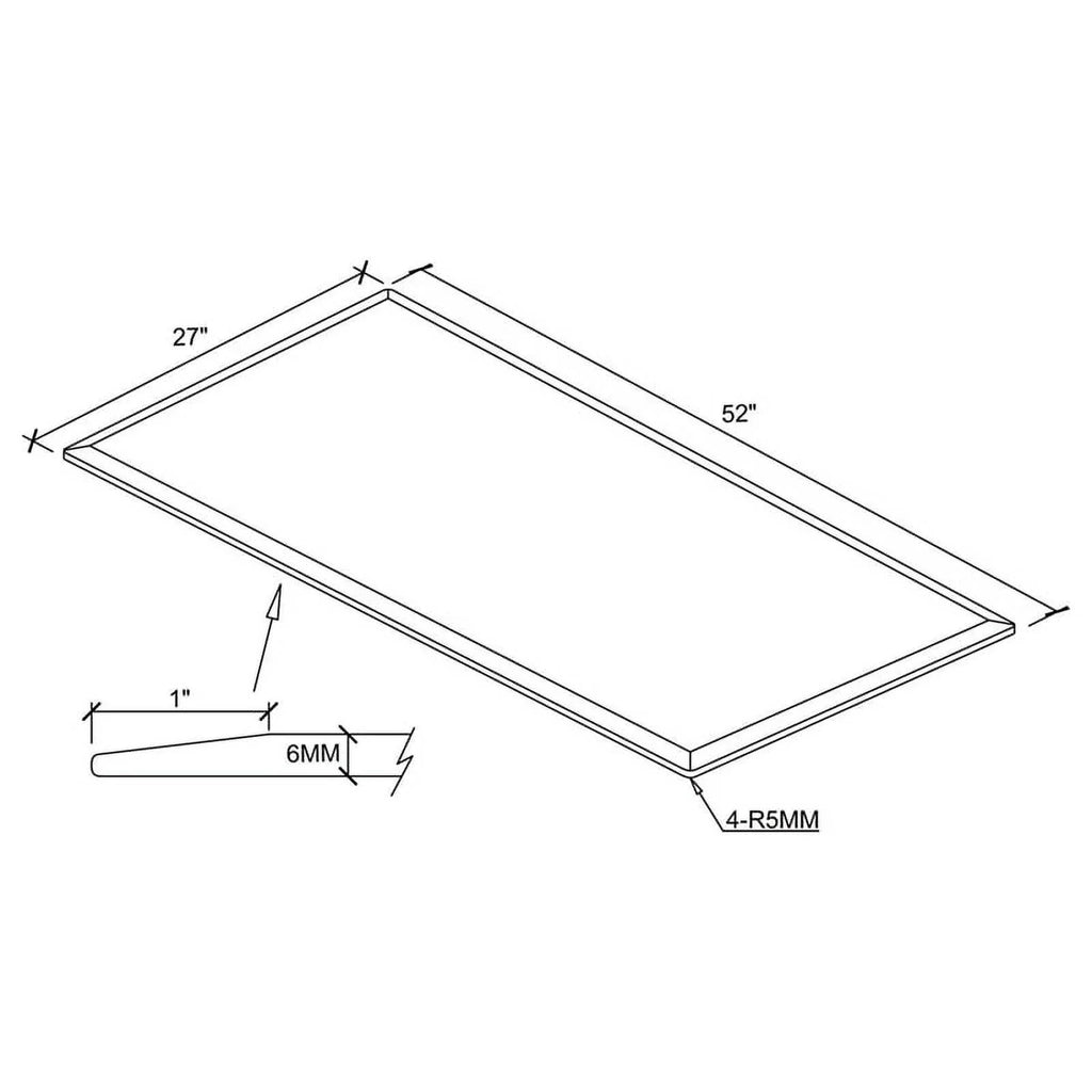 Top Glass Clear 52x27" 6mm Rectangular