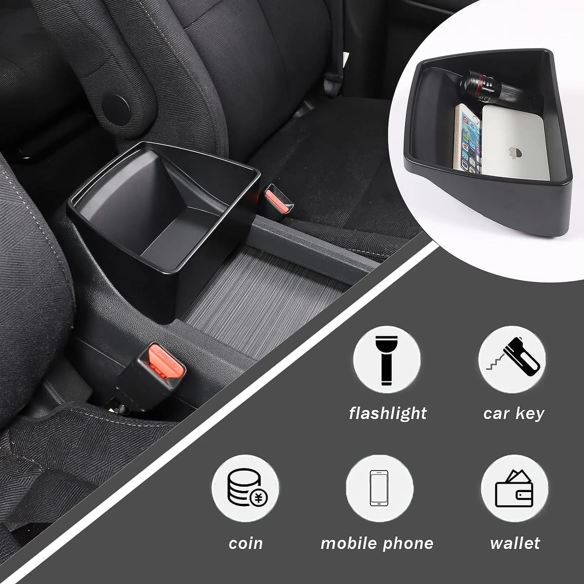 Control 2019-2023 Honda Material Secondary Central 2020-2023/ Center Box Pilot Storage Console for Armrest Organizer 2016-2022/ Tray Accessories, Passport Ridgeline Black