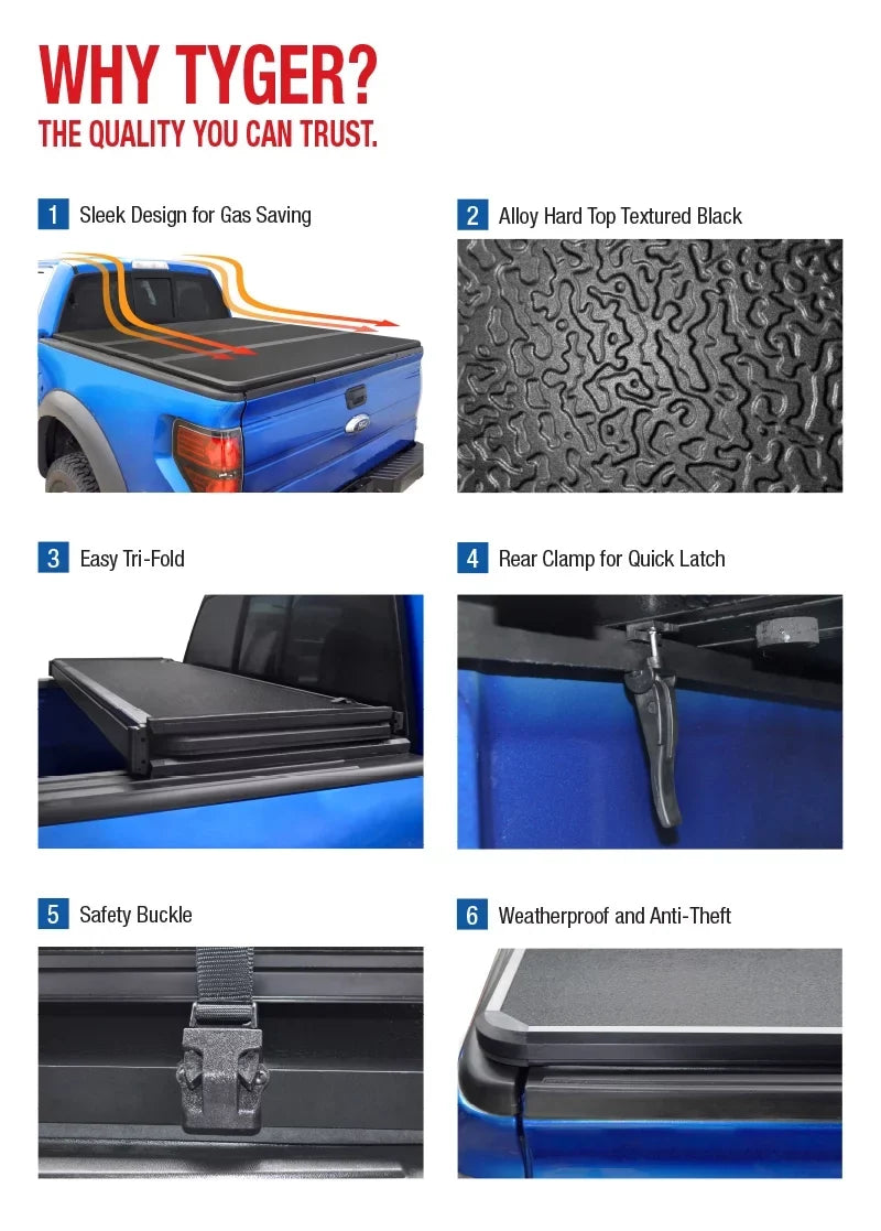 Tonneau with 5.5' Auto Toyota | -BC5T3432 T5 Tyger Fits Alloy Truck Shield Bed Bed Aluminum | 2014-2021 | Tundra Hardtop