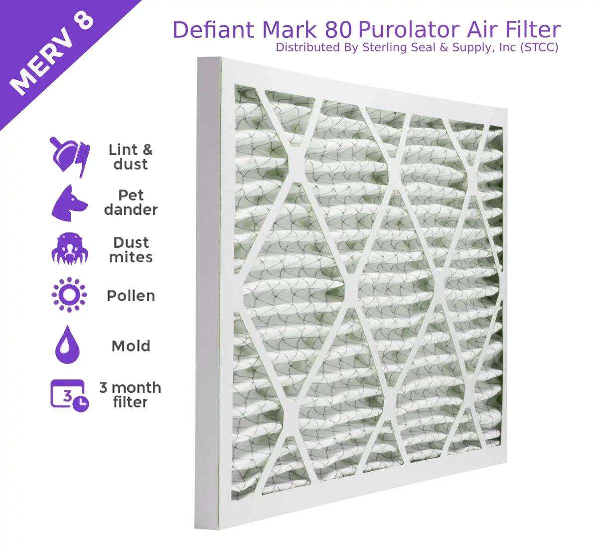 Pack) DMK80 Air Filter, Purolator Mechanical (6 8, Surface Pleated Extended 18x18x1,