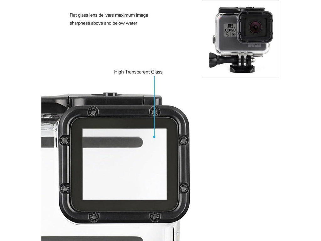 Release Thumb for Quick 6 Cap Underwater Hero Include Black Dive Dive GoPro 7 Moistureproof 3-Pack with Adapter, Lens Filters (2018) 45m Hero Buckle, - Screw, Housing 5 Case Backdoor, Tripod