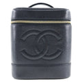 Zipper France in Coco (Good) Pre-Owned Matte Caviar Mark Vanity Made Handbag Ladies Skin Black