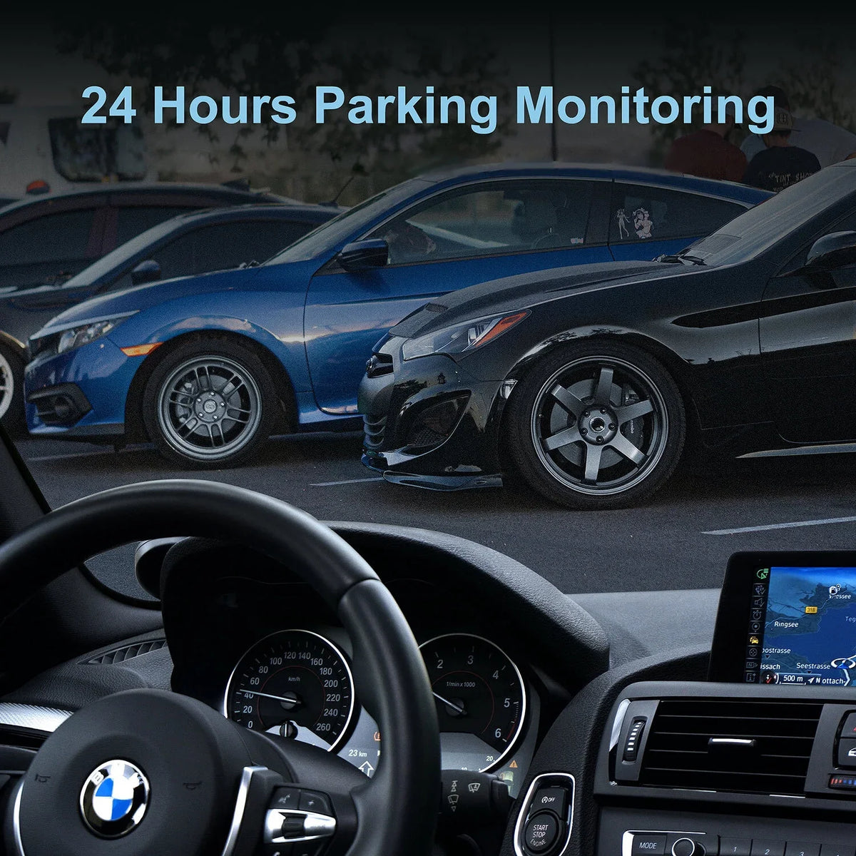 Cam, Loop Camera, Way Rear Three Inside Dash Triple Monitor, Cam Car Parking Driving G-Sensor, Vision, Cars, Night 1080P Backup Channel for Hanru Recorder, Dash 170°, Front 3 Recording,