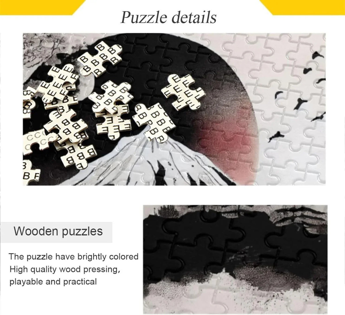 Painting Gift Kids Parents Japanese Exercise Traditional Family Game Fun Friends Print, with 500 Challenging Jigsaw Puzzle Puzzle for Storage Adults, Wooden Brain Bag, for Zigsaw