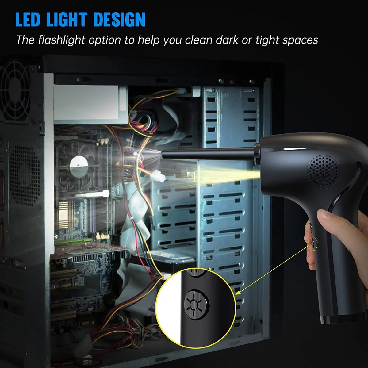 Blower 45000RPM Compressed Keyboard Effective Adjust, - Fast Air Kit 2-Speed and Charging Replacement with Air Canned Cleaner 10W - Reusable, Duster 6000mAh for