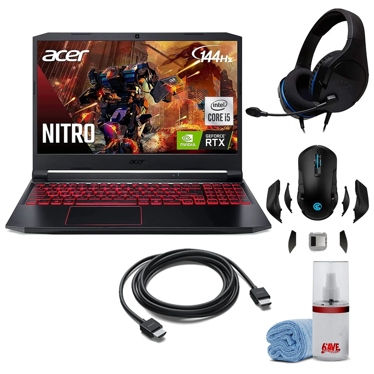 Durability Gaming Nitro Wired Headset 6ft + + Gaming Cable Gaming Cleaner 5 + + Stereo Laptop Mouse 15.6-Inch Screen Acer High 144hz