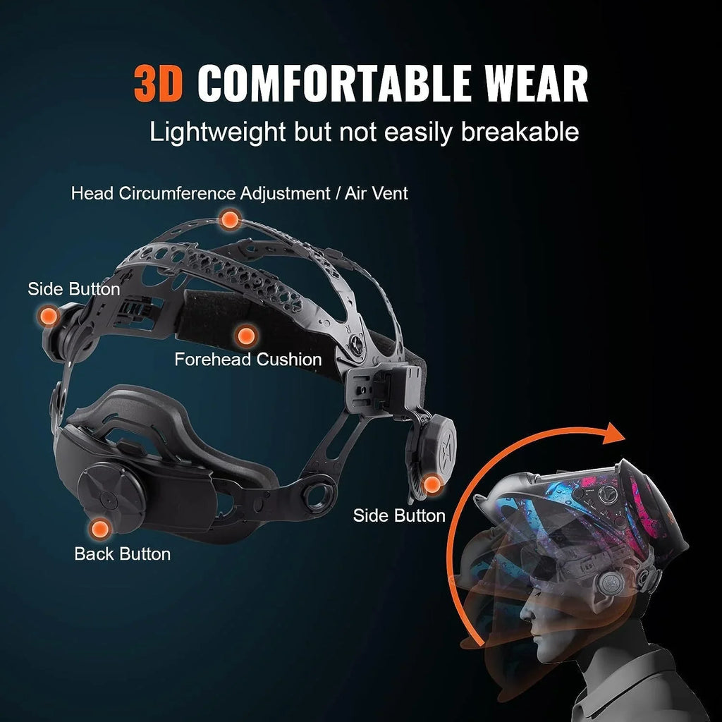 Darkening 5.888 Wide 13 Welding True for 4- Sensor in. Vevor Shade to Helmet Auto Solar Color Powered