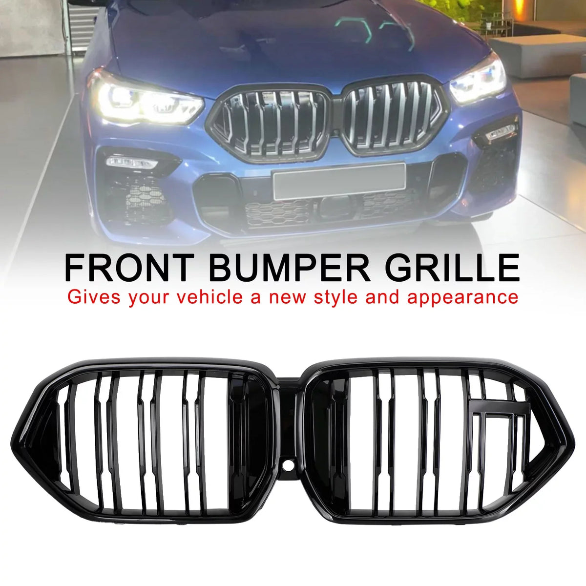 Black Fit Grille M50i Bumper W/Camera Front G06 for Grill 2020-2022 Hole X6