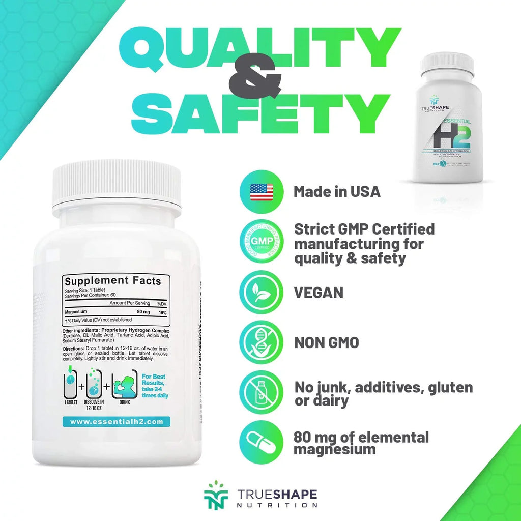 for Hydrogen Supplement Nutritional Servings) TrueShape H2 Tablets Essential (60 Moisture Fizzy Molecular Nutrition