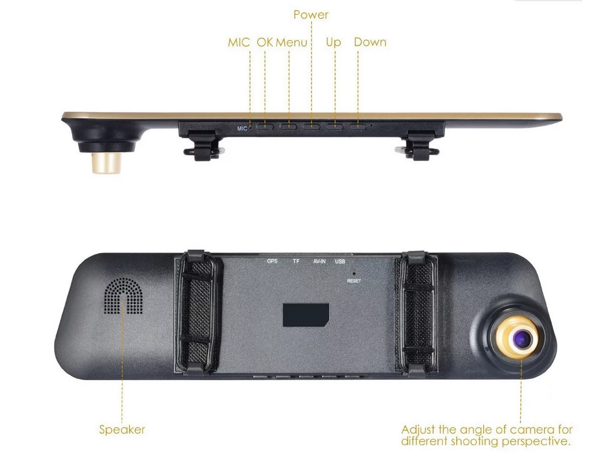 Lens 1080P X10 Camera Front System Car Dash 4.3 with with Mirror Recorder Car Parking Camera Car Inch Car Vehicles Dual Rearview , Video Reverse for Cam Video Full