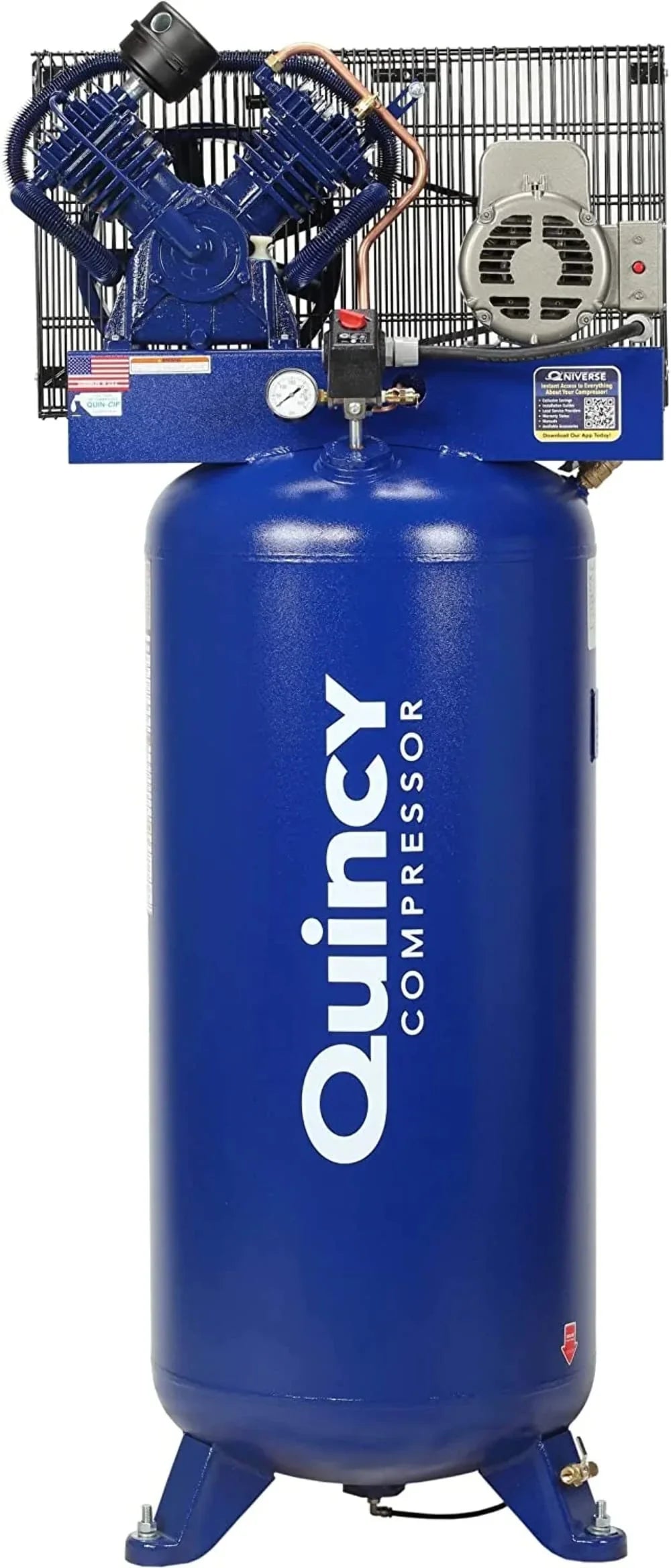 Model 60-Gallon Compressor Phase -54 230V 1 5HP Reciprocating 2Stage Air Vertical Quincy 2V41C60VC