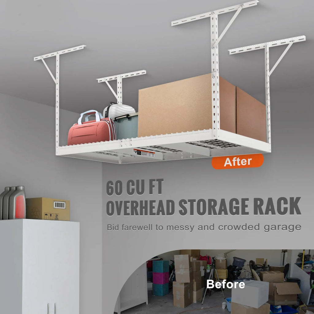 Rack Adjustable Garage Ceiling 36x72in Overhead Rack White 550lbs Storage