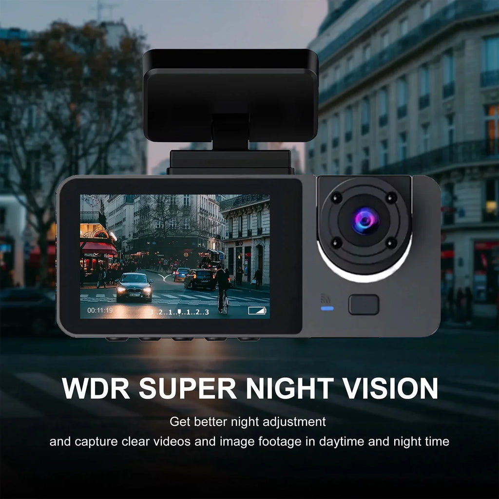 Cam, Loop Camera, Way Rear Three Inside Dash Triple Monitor, Cam Car Parking Driving G-Sensor, Vision, Cars, Night 1080P Backup Channel for Hanru Recorder, Dash 170°, Front 3 Recording,