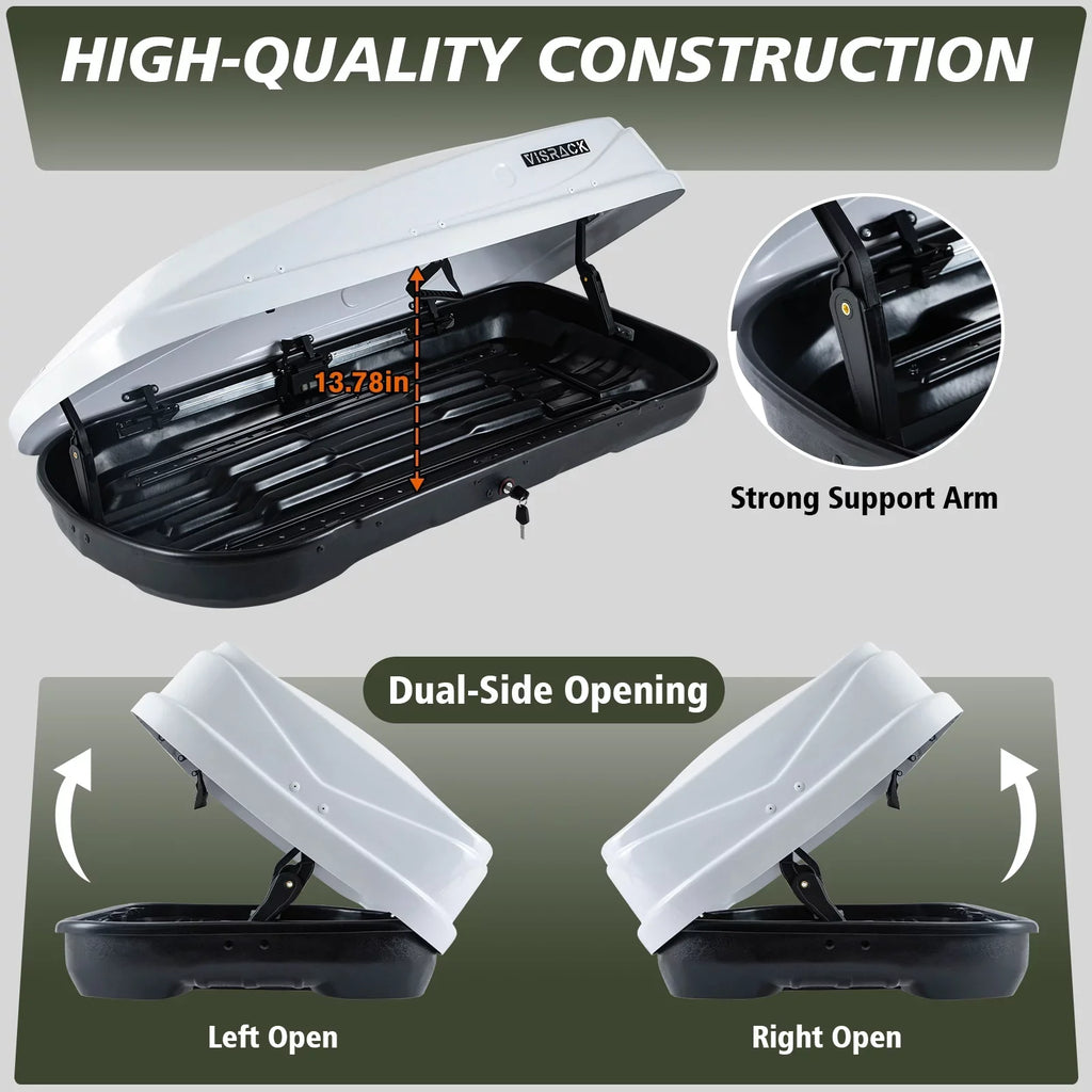 Box Hard 56.3" H, Double Rooftop Cargo x L 13.8" ft³ x Shell Rooftop Large for with Moistureproof W Locks, Box Cargo Carrier Rooftop White Cargo 13 30.3"