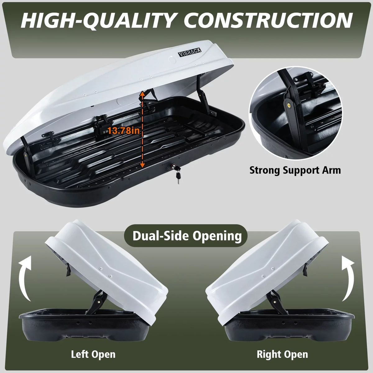 Box Hard 56.3" H, Double Rooftop Cargo x L 13.8" ft³ x Shell Rooftop Large for with Moistureproof W Locks, Box Cargo Carrier Rooftop White Cargo 13 30.3"
