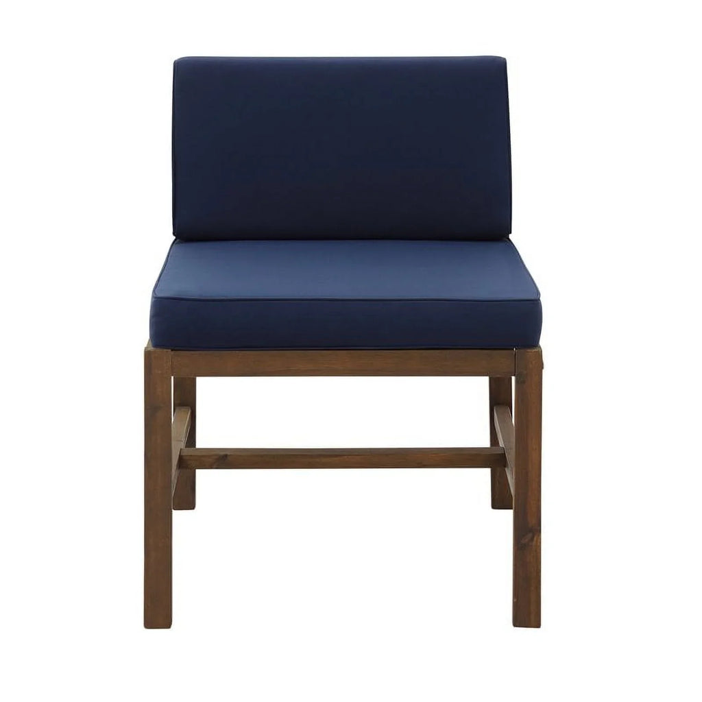 Side Brown/Navy Solid Chair Wood Modular Patio Edison Dark Acacia Blue - Walker