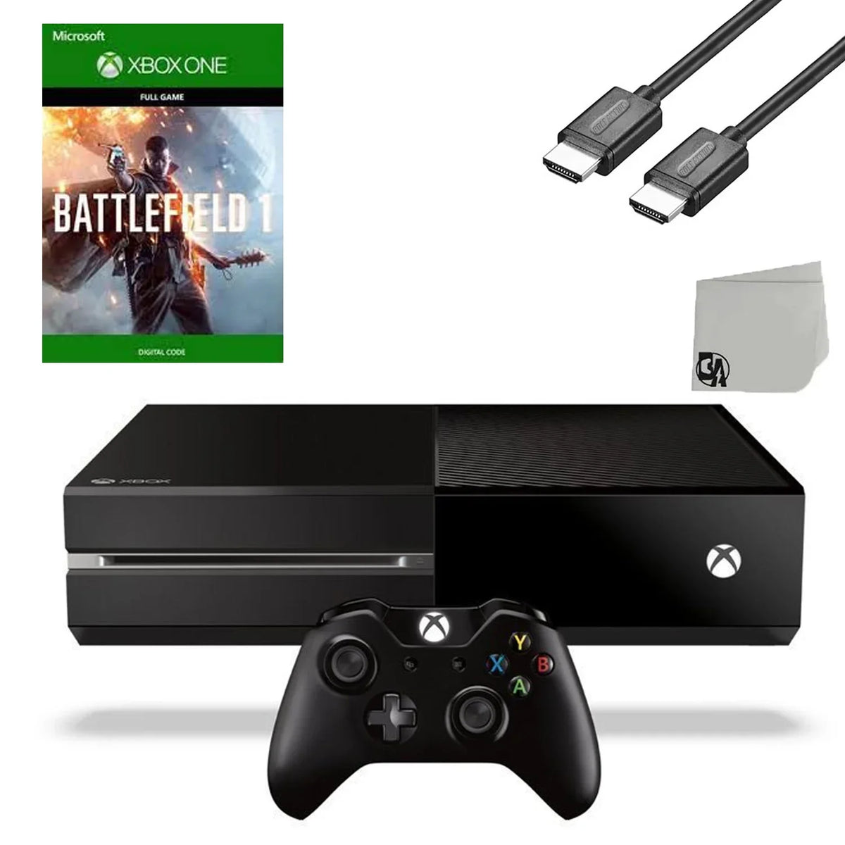 Game (Refurbished: Gaming Black Cable Bundle One Console 500GB Xbox Battlefield Original Microsoft With Pre-Owned 1 Like New)