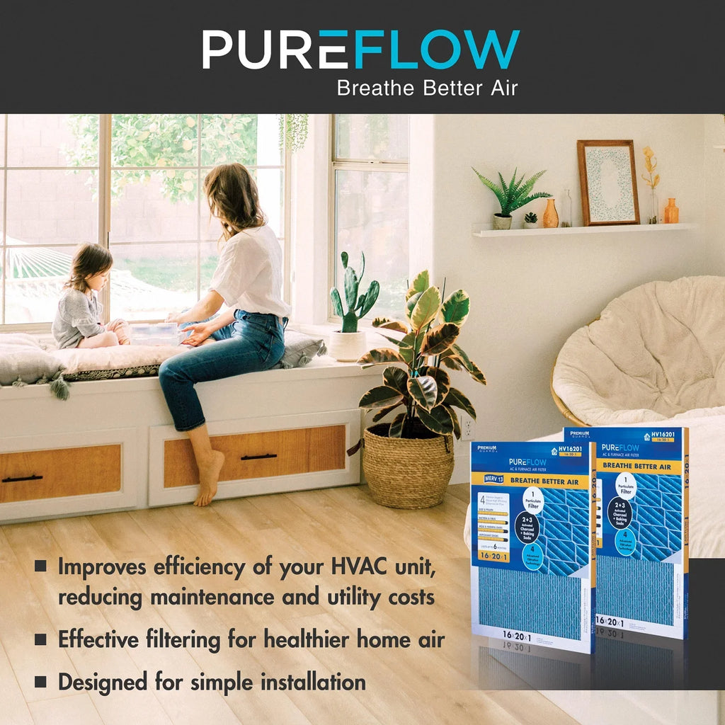 Layers -13 HV20204, Pack-of-2 Air 20x20x4, Filtration PureFlow 4 Technology, with Advanced Filter of Home Furnace