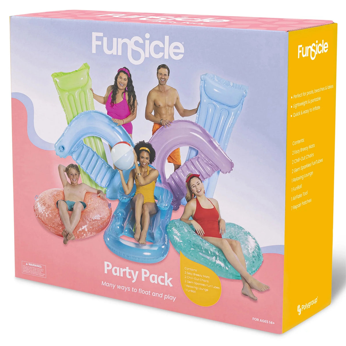 Adults & Tubes Pool & 8 Pack Vary, Toy Lounges, Funsicle Colors Pack, Party Floats,