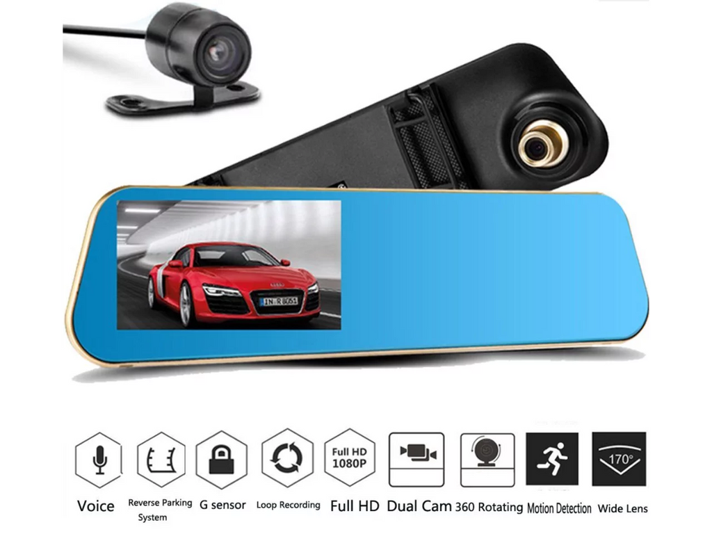 Lens 1080P X10 Camera Front System Car Dash 4.3 with with Mirror Recorder Car Parking Camera Car Inch Car Vehicles Dual Rearview , Video Reverse for Cam Video Full