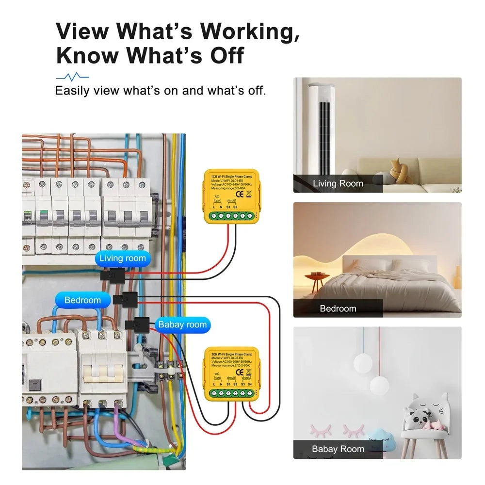 Clamp 80a 80a Smart Automatic Meter Phase Clamp regulator,Statistics Current 100-240v Solar Consumption Meter 50/60hz Wifi 2. Smart voltage Solar Andoer Clamp Solar