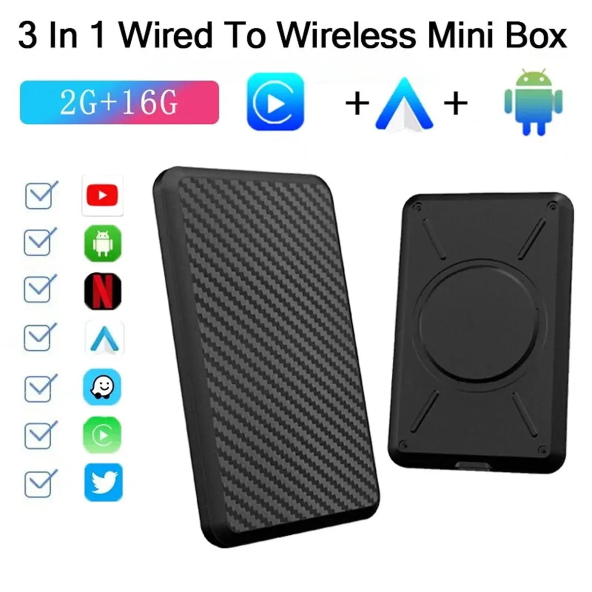 CarPlay 11 Wireless Masslatie Fit Dongle System Box Netflix Youtube Wired Mini Wifi Audi/Toyota//Golf/Mercedes/Subaru for Android to