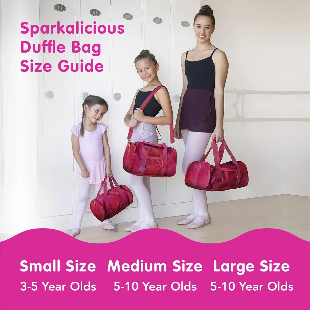 Medium Pink for and Duffel Sparkalicious and Small, Kids Dance, Bixbee Bag Large, School Sports,