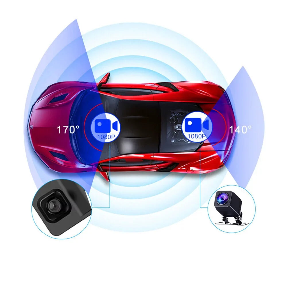 Dash View Backup WiFi Cam Voice Control Mirror 12" 4K Camera Car Kqiang Rear Dual