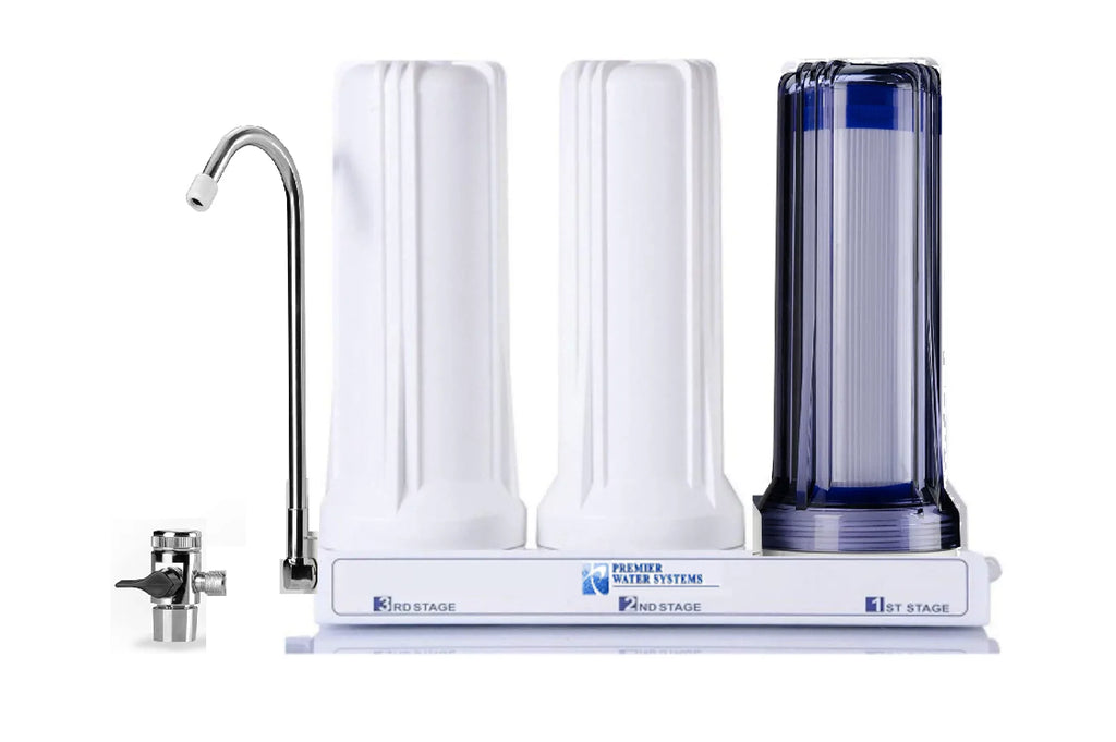 Block with Top Moisture Counter Triple Filters / Sediment/Carbon Filtration System Premier