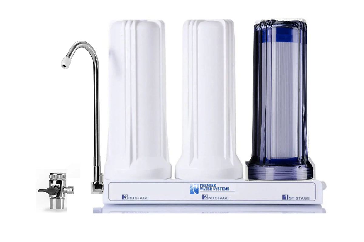 Block with Top Moisture Counter Triple Filters / Sediment/Carbon Filtration System Premier