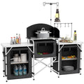 with Kitchen Black Fabric Camping Cupboards Windshield Folding Outsunny