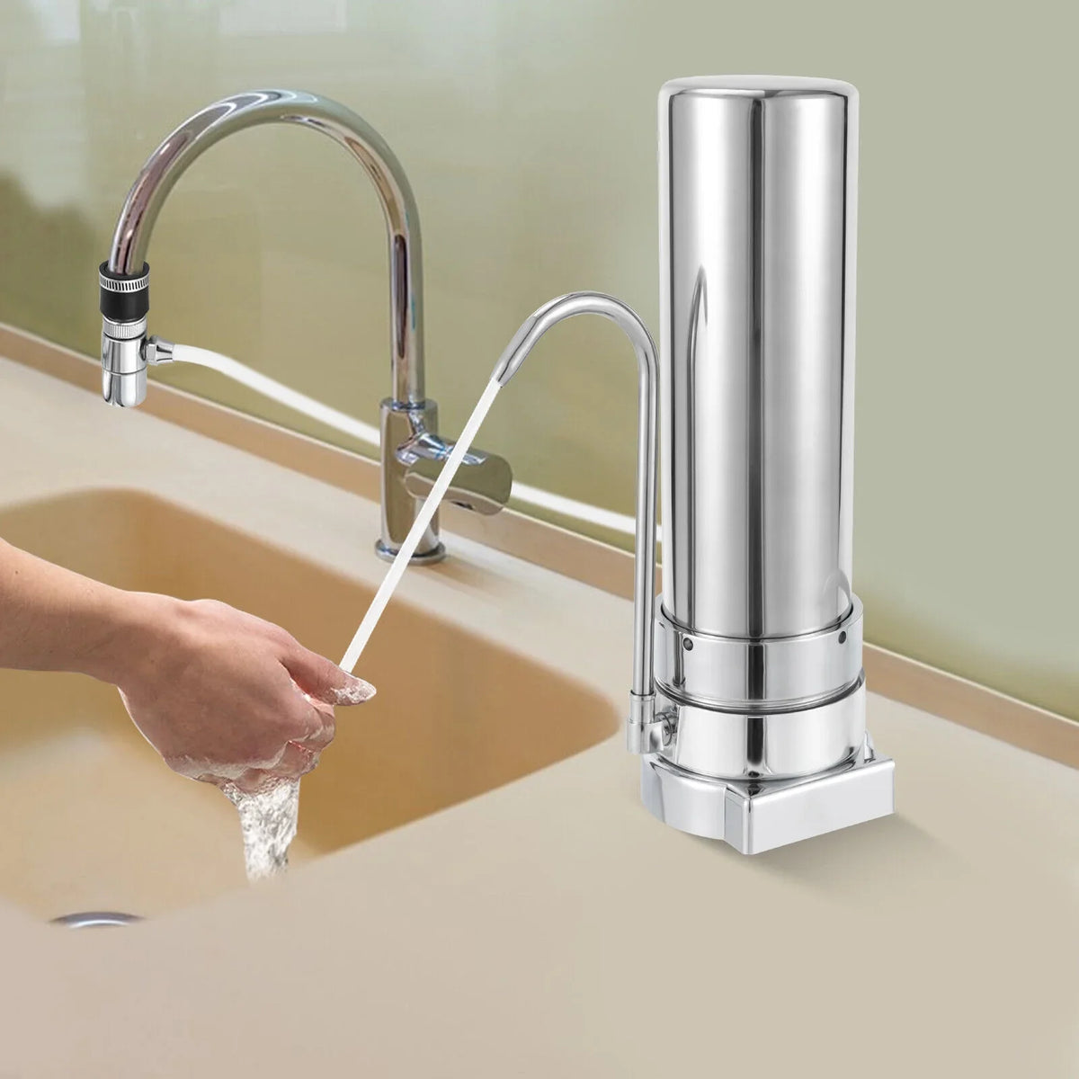 System Filter Filter Stainless Silver Tap Filtration Drinking Countertop Sink Moisture