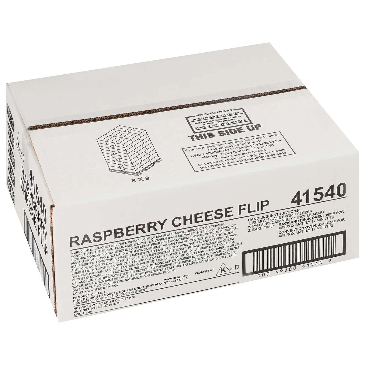 Rich's Croissant Preproofed Products 48) 4.1oz ( Dough Raspberry Cheese