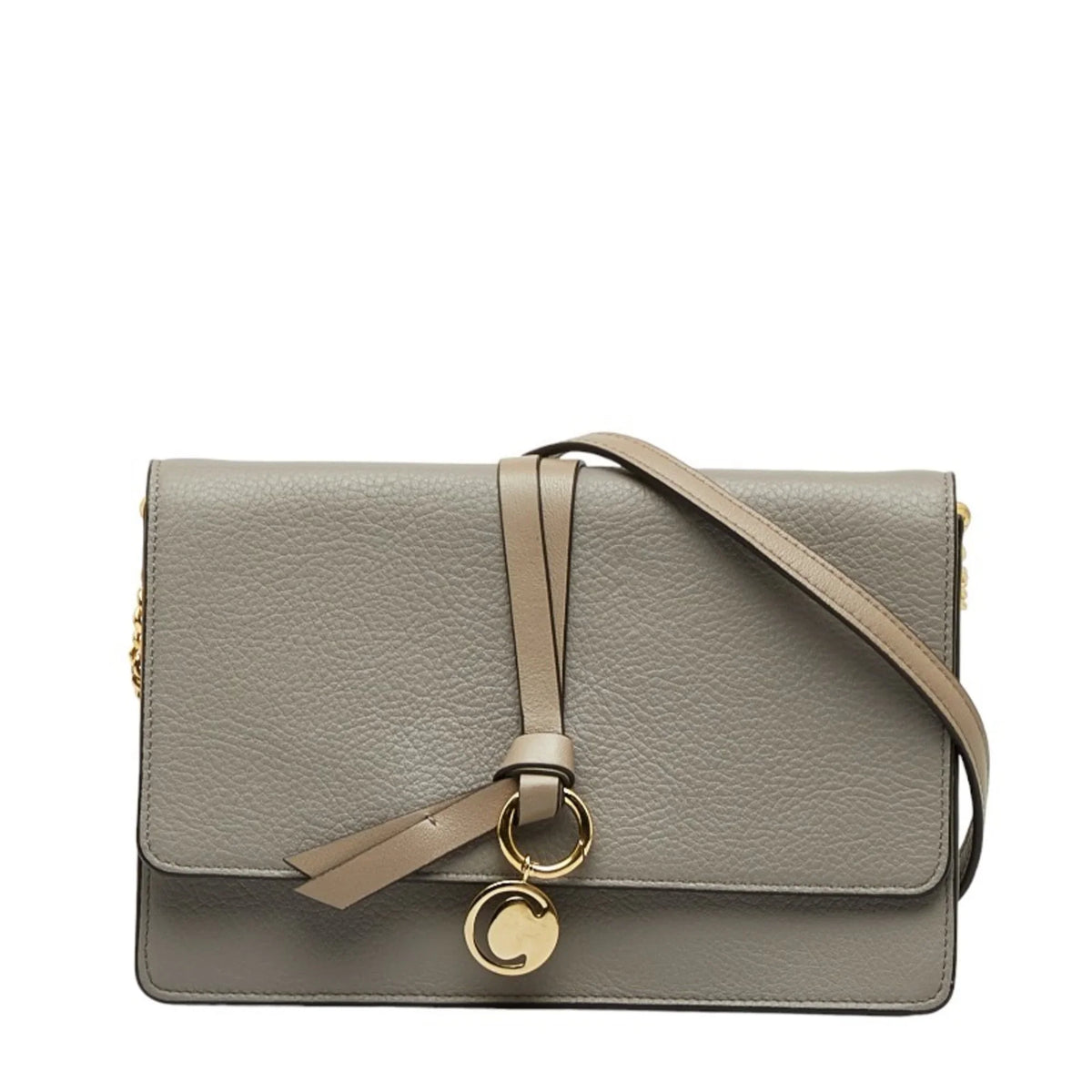 Chloe Chain Bag (Good) Leather Gray Chloé Shoulder Women's Pre-Owned Alphabet