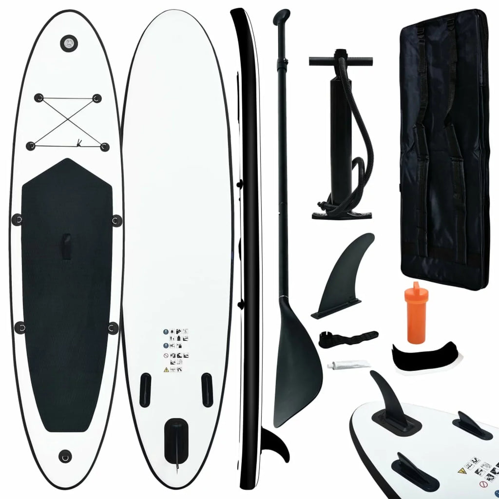White Inflatable Paddleboard and Black Set