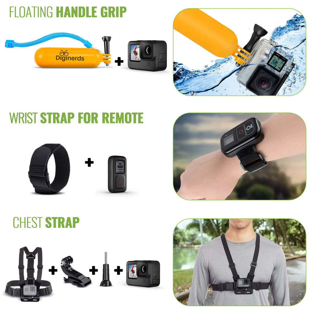 Fits , Accessory more GoPro 50 Action GoPro Osmo Max, Action, with Kit and 1 Camera Insta360, Hero10/9/8/7/6/5/4, DiGiNerds in Fusion, GoPro