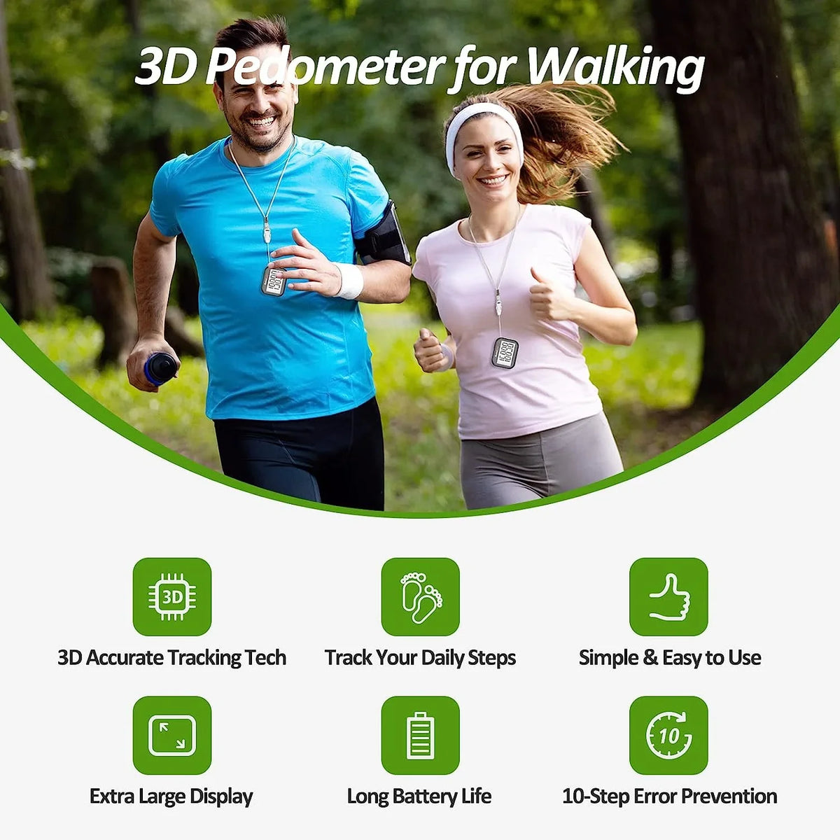 with Pedometers Steps, Pedometer Lanyard, for Large Men Display Step Removable and for Step with Counter Simple Kids for and Accurate Women Clip Tracker Walking for 3D Walking,