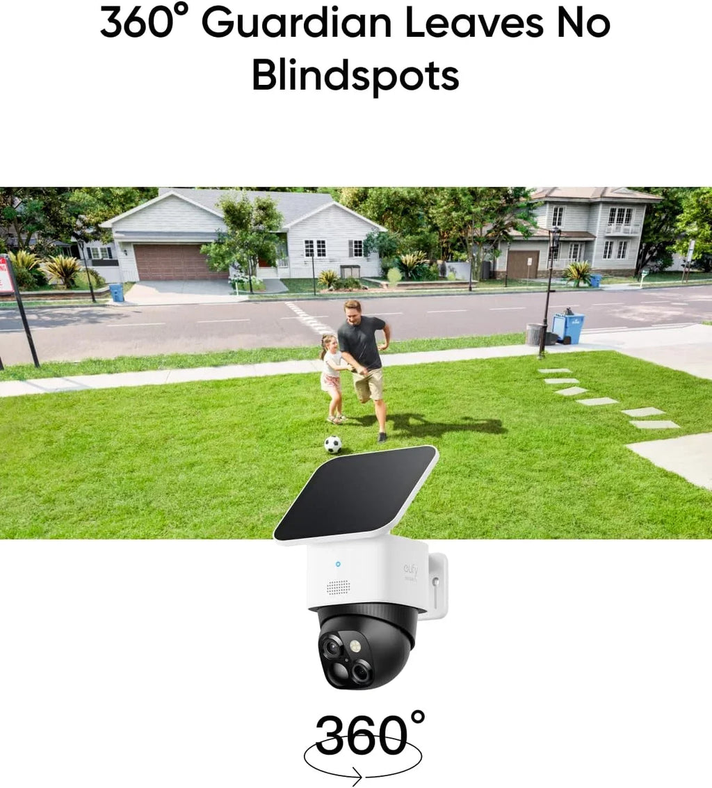Security Camera, Wi-Fi, 360° eufy SoloCam Fee, Blind HomeBase Monthly S380 Spots, GHz Camera, No Fits Wireless No Surveillance, 2.4 Solar S340, Security Outdoor