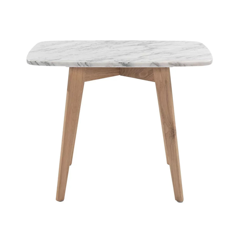 x White Legs Cima 21" Marble Rectangular Oak Carrara Table Italian 12" with